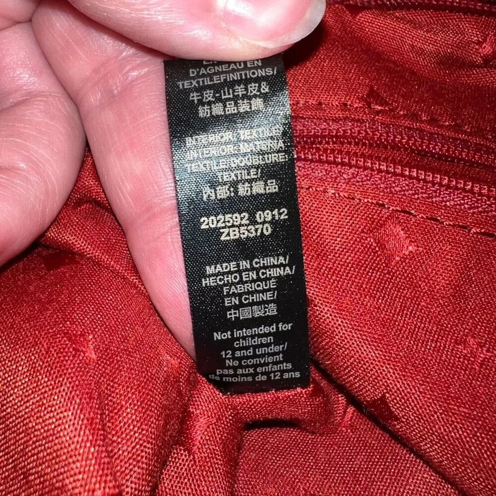 Fossil Hunter Leather Tote Bag Pink Red Zip Closure Key Charm Silver Hardware